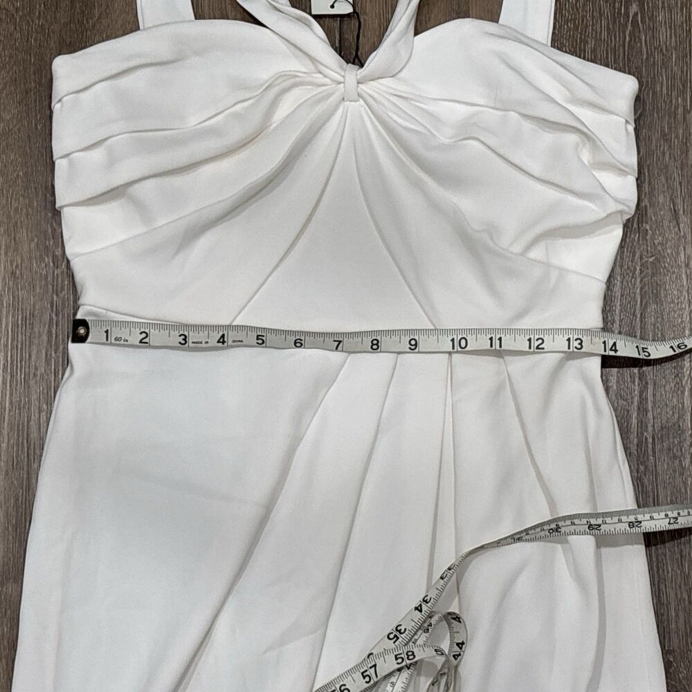 ML Monique Lhuillier White Maxi Dress 4 Formal Evening Bridal Front Slit NEW - Picture 6 of 16